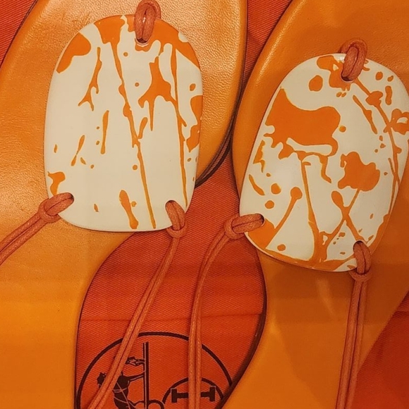 Hermes Orange and Black Sandals - Picture 1 of 3